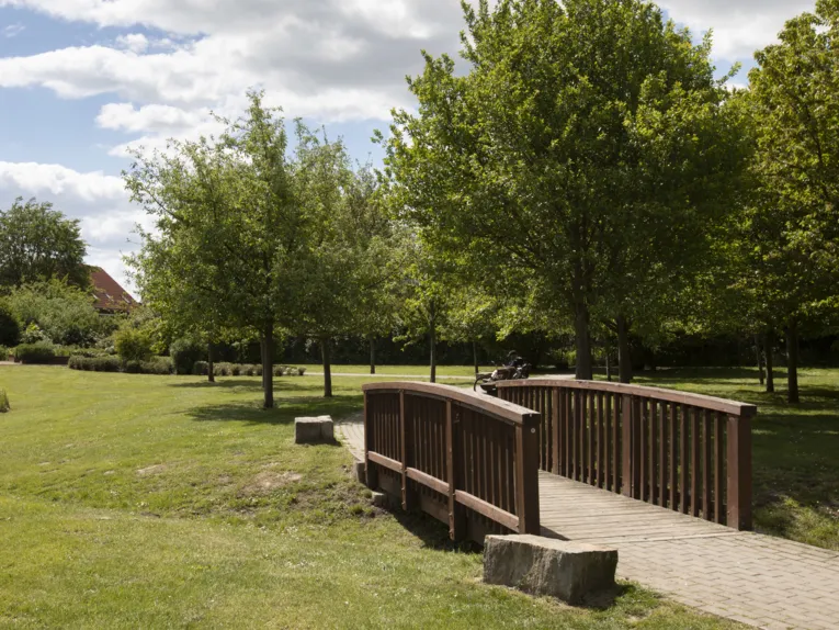 Holzbrücke im Park