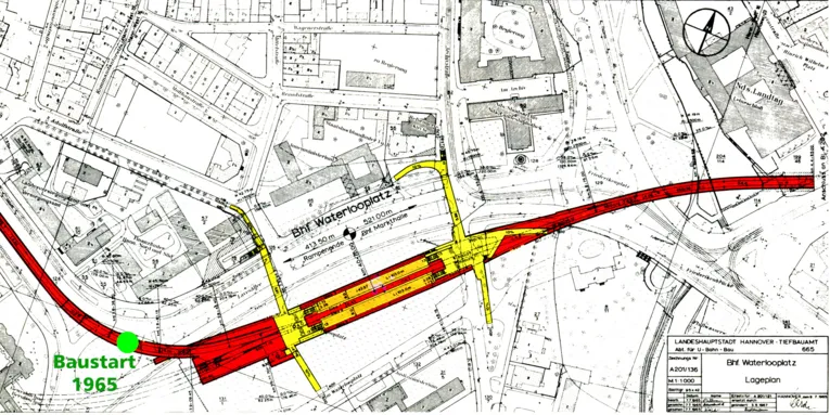 Der Plan rund um den Waterlooplatz aus dem Jahr 1965