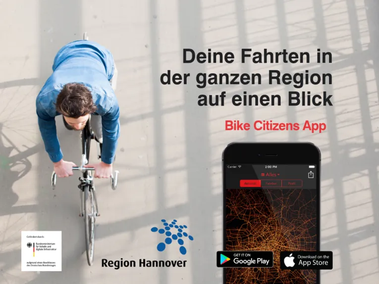 Draufsicht auf eine Fahrradfaher und eine Handy.