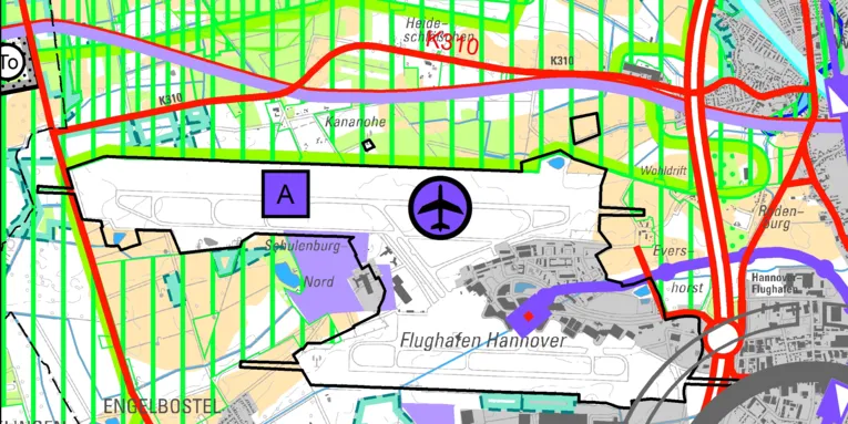 Kartenausschnitt Flughafen Hannover