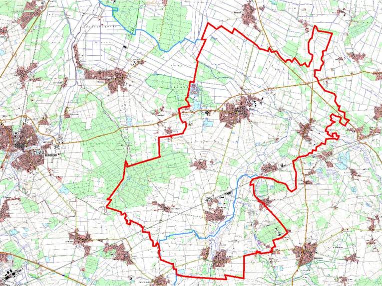 Karte mit eingezeichnetem Sperrgebiet.