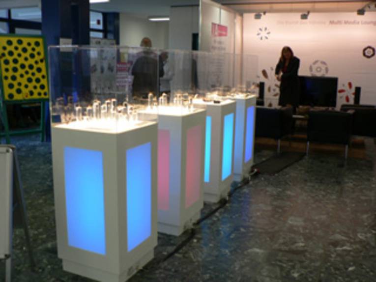 Ein Stand auf der Gesundheitsmesse.