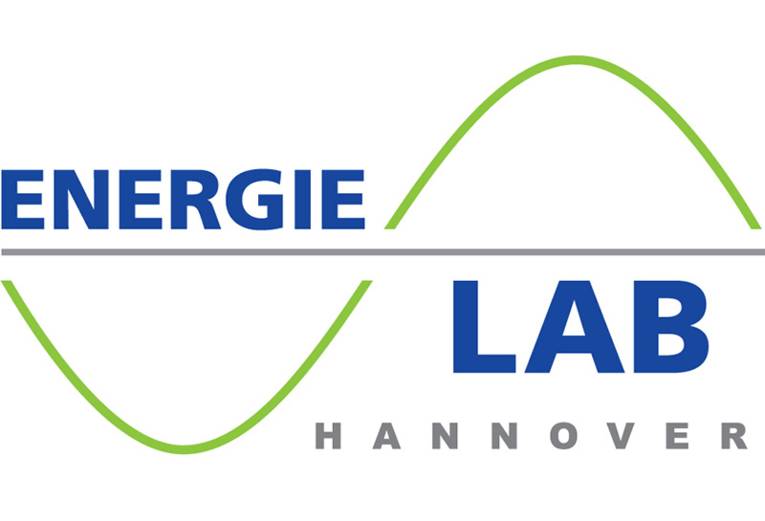 Das Logo des Energie-LAB Hannover zeigt ein Diagramm mit einer Kurvenfunktion