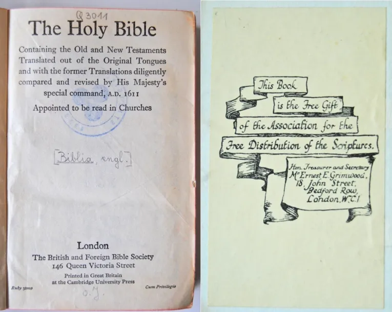 Association for the free Distribution of the Scriptures Exlibris