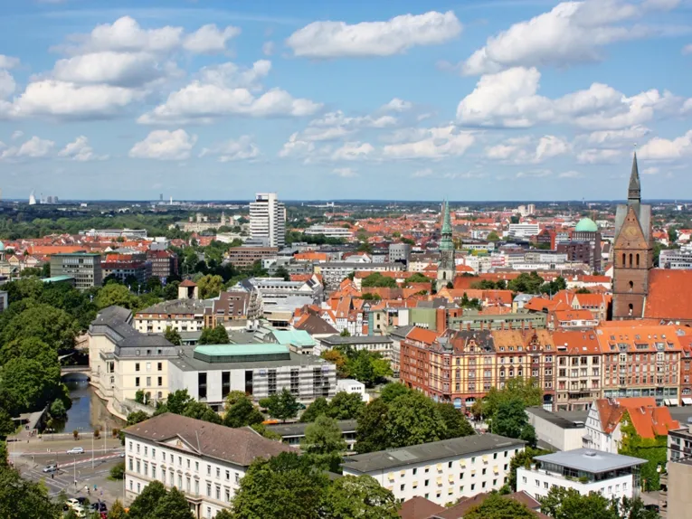 Teilansicht von Hannovers Innenstadt aus der Luft