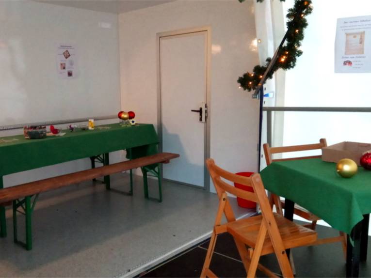 Raum des mobilen Nachbarschaftstreffs.