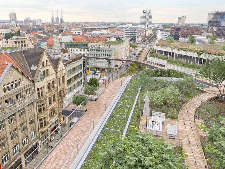 Karstadt-Dach und Umgebung