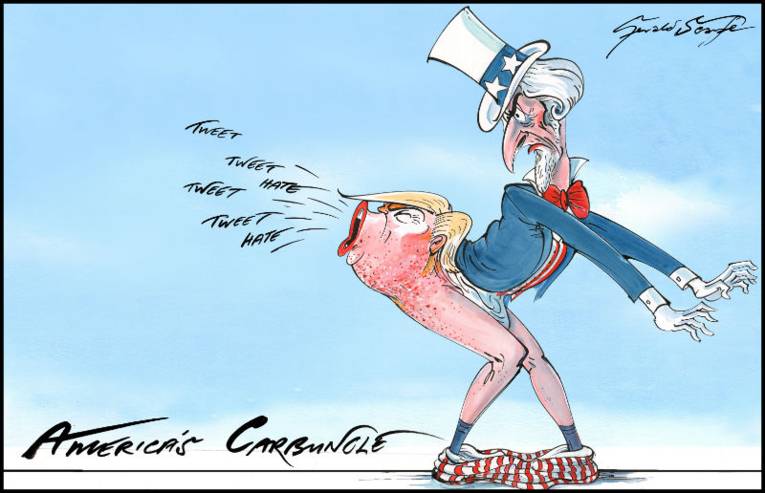 Trump Uncle Sam backside, Wilhelm Busch Museum