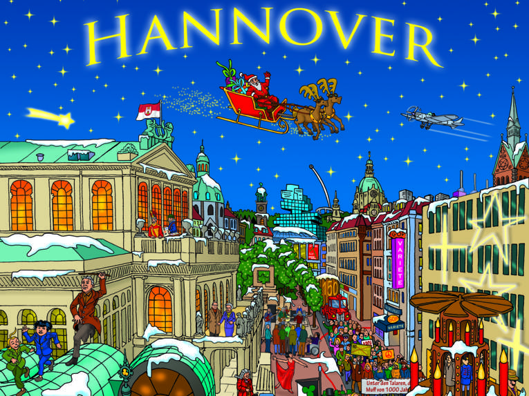 Titelbild Hannover Adventkalender 2018, Ausschnitt, Illustration Thorsten Wilkens