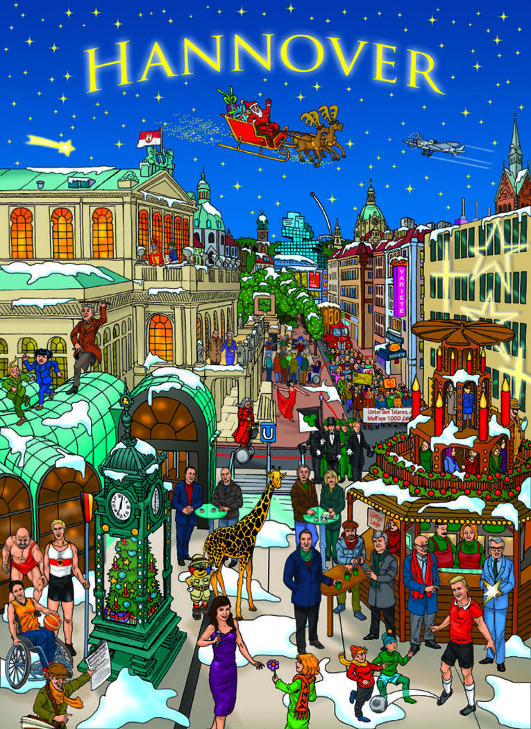Titelbild Hannover Adventkalender 2018, Illustration Thorsten Wilkens