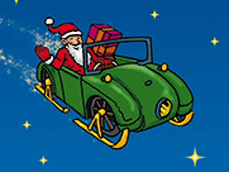 Der Weihnachtsmann fliegt mit dem Hanomag des Historischen Museums