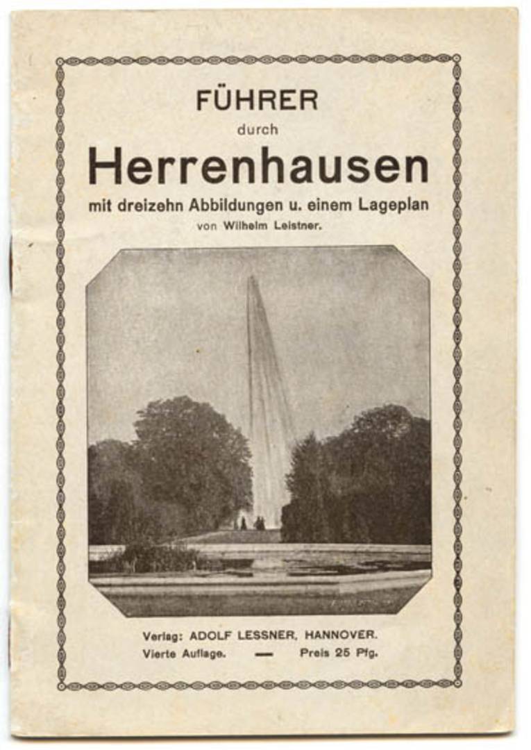 Heft „Führer durch Herrenhausen mit dreizehn Abbildungen u. einem Lageplan“, 1914 
