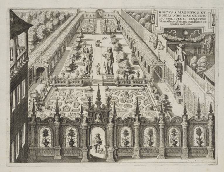 „Hortus Joanne Swindio Frankfurt“ (Garten des Bürgermeisters Johann Schwindt in Frankfurt am Main, um 1600