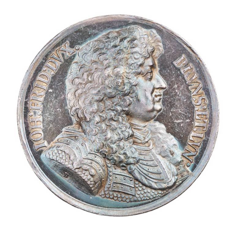 Medaille, Porträt im Profil Herzog Johann Friedrich, Silber, um 1680