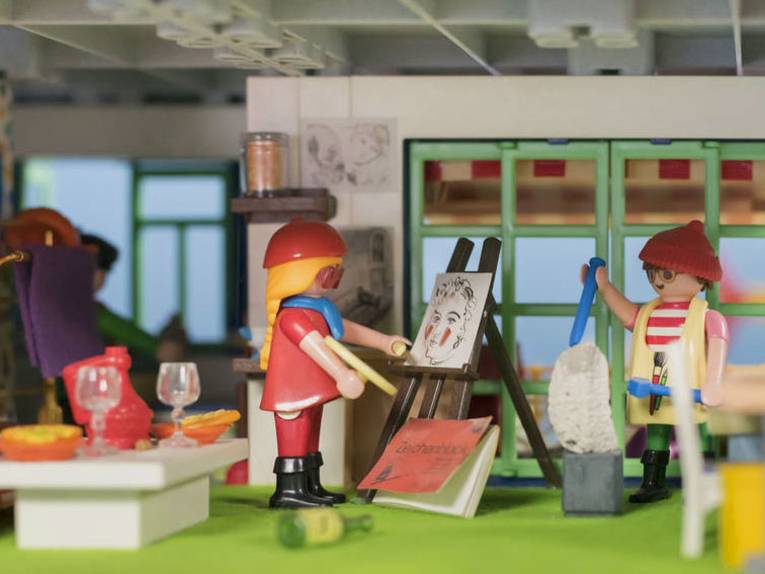 Künstleratelier mit Playmobil-Figuren