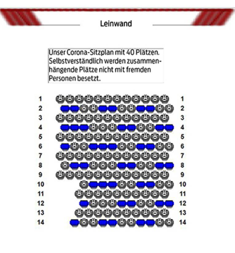 der Saalplan des Kinos im Künstlerhaus