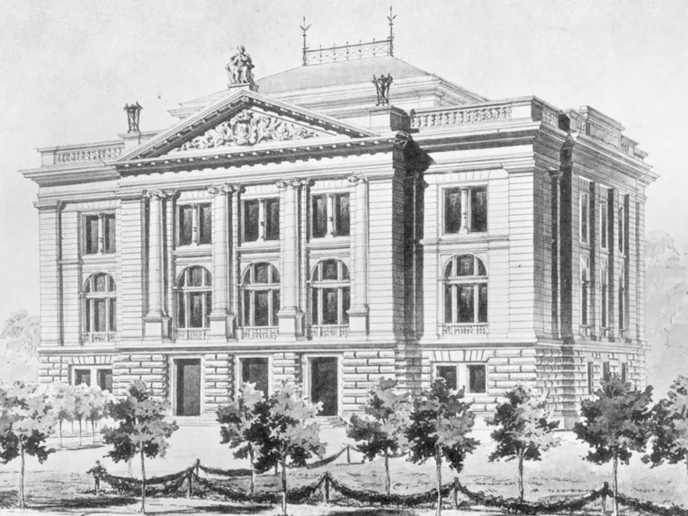 Eine historische Außenansicht des Museum August Kestner