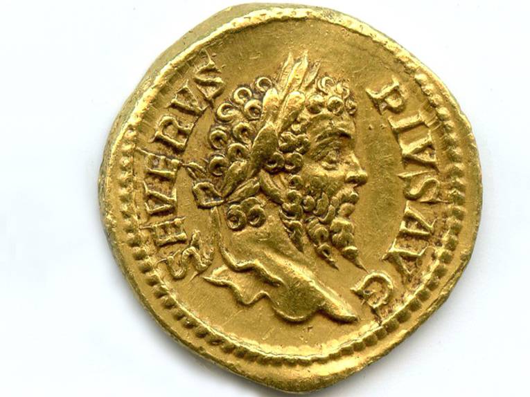 Septimius Severus, Aureus mit Darstellung des Jupiter, 205 n. Chr.