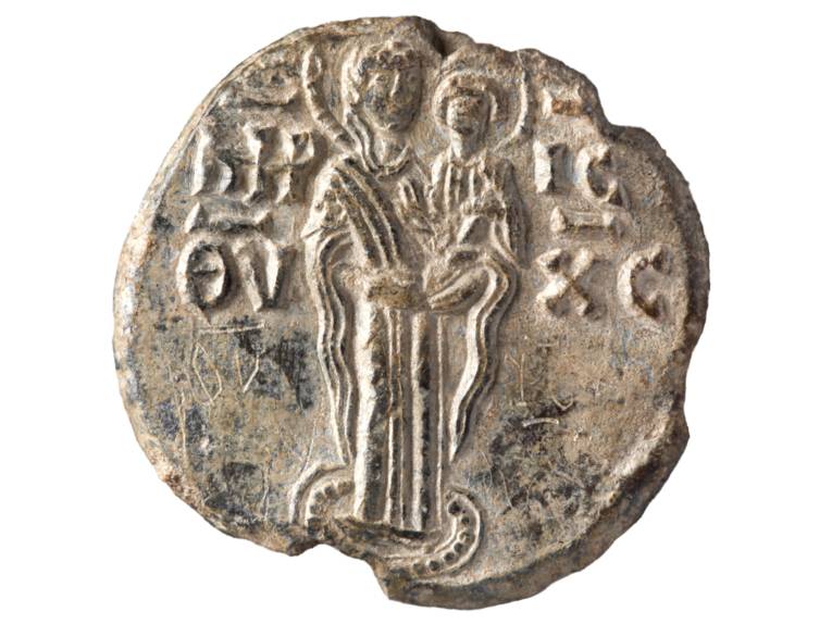 Beschrifteter und mit einem Bild versehener Siegel