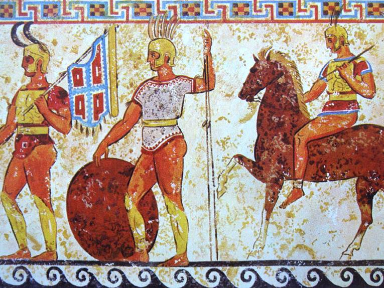 Samnitische Krieger, Darstellung auf einem Grabfries aus dem 4. Jh. v. Chr.