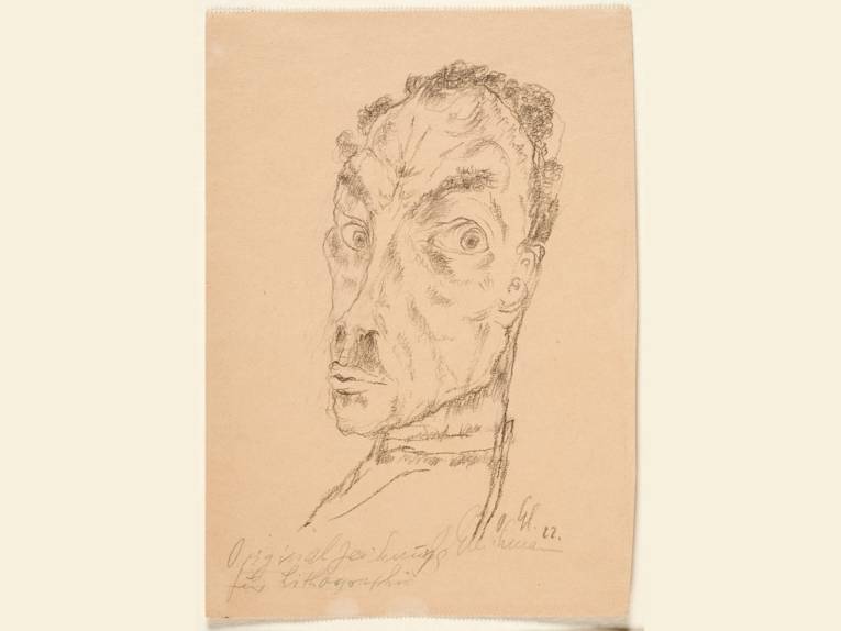 Otto Gleichmann, Selbstporträt (Zeichnung für Lithografie), 1922; Bleistiftzeichnung, 24,1 x 16,9 cm