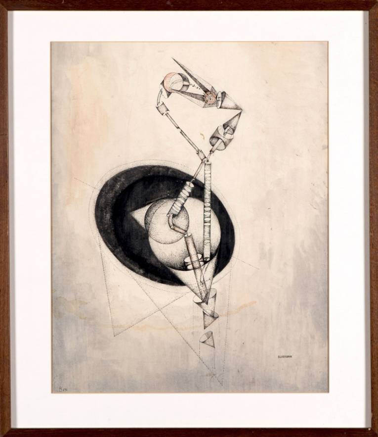Ella Bergmann-Michel: Ohne Titel 1922; Bleistift, Aquarell, schwarze und farbige Tusche auf Transparentpapier