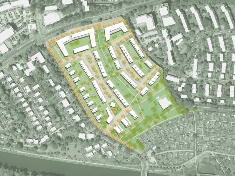 Entwurfsplan im Maßstab 1:500 zur geplanten Bebauung des Oststadtkrankenhaus-Geländes