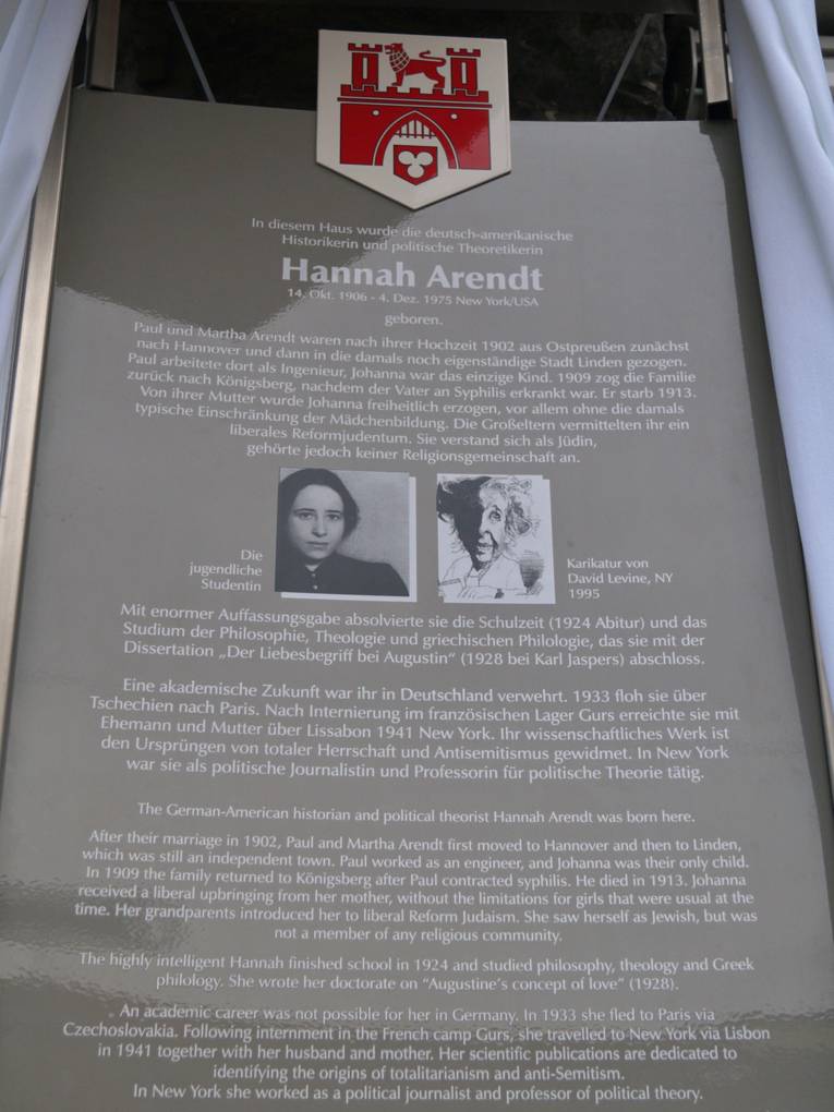 Die Stadttafel für Hannah Arendt