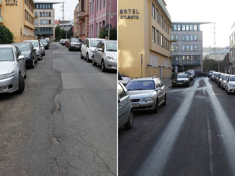 Die Hinüberstraße vor und nach der Sanierung