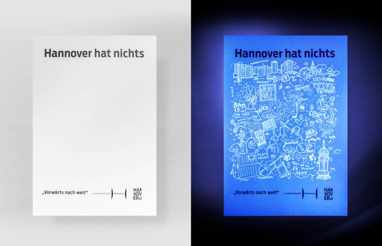 Hannover hat nichts: links ohne, rechts mit UV-Licht