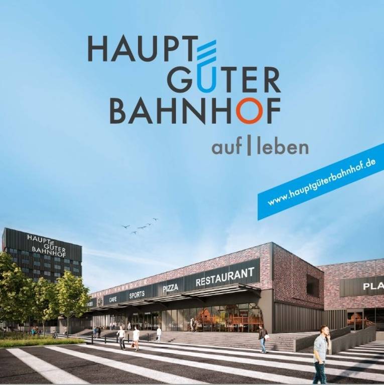Visualisierung des Entwurfs für den Neubau auf der Fläche des ehemaligen Hauptgüterbahnhofs