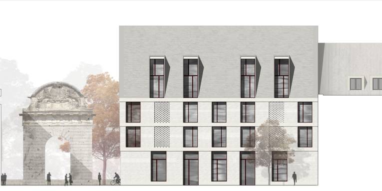 Lageplan Baukörper Bestand und Neubau