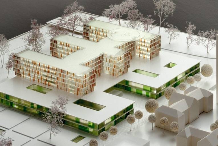 Nordwest-Ansicht des Siloah-Neubaus im Modell