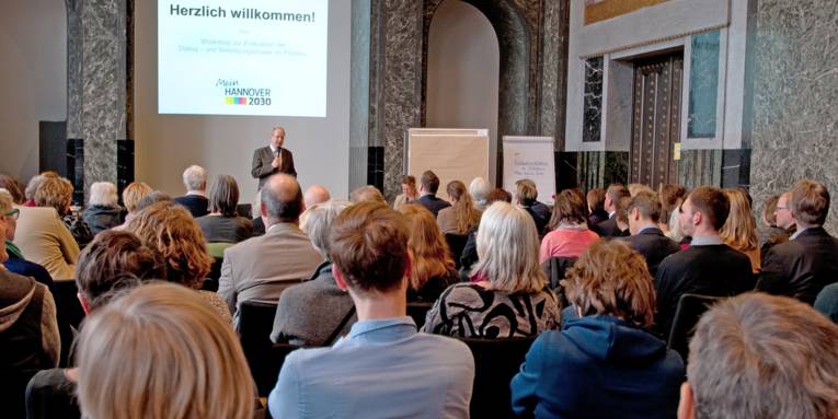 OB Schostok eröffnet den Workshop zur Evaluation der Beteiligungsphase 