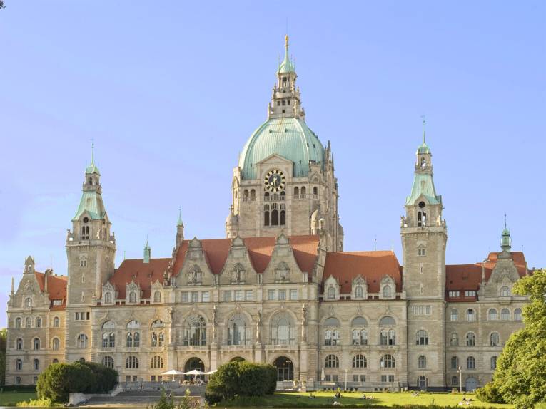 Neues Rathaus der Landeshauptstadt Hannover plastisch dargestellt