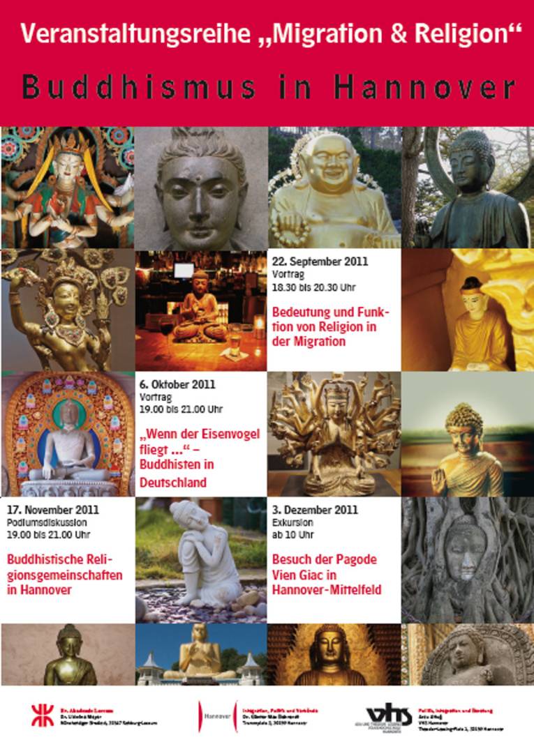 Titelseite des Flyers zur Veranstaltungsreihe „Buddhismus in Hannover“