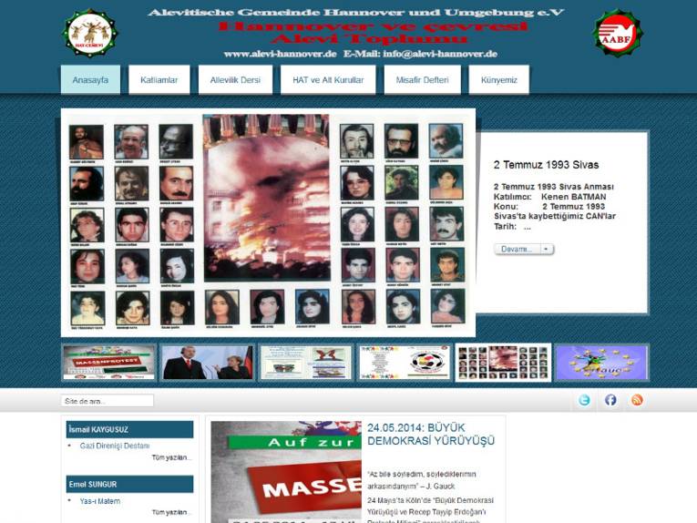 Screenshot der Homepage der Alevitischen Gemeinde Hannover und Umgebung e.V