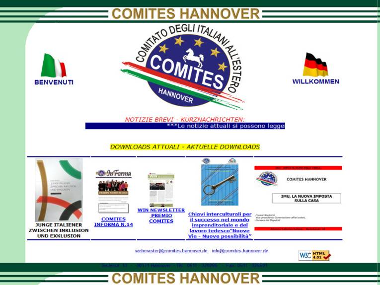 Screenshot der Homepage von Comites Hannover e.V. 