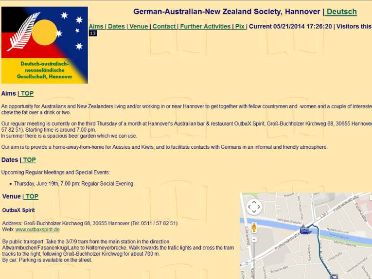 Screenshot der Homepage der Deutsch-Australischen Gesellschaft