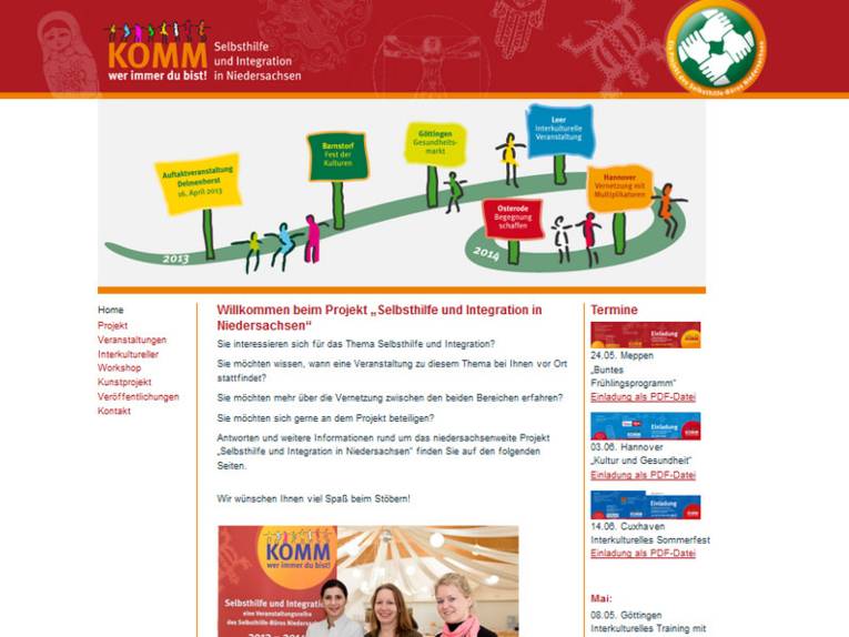 Screenshot der Homepage des Projekts (15.04.2014)