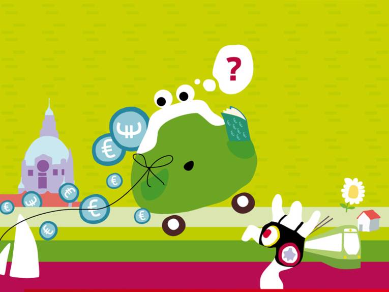 Zeichnung eines Geldbeutels mit Fragezeichen