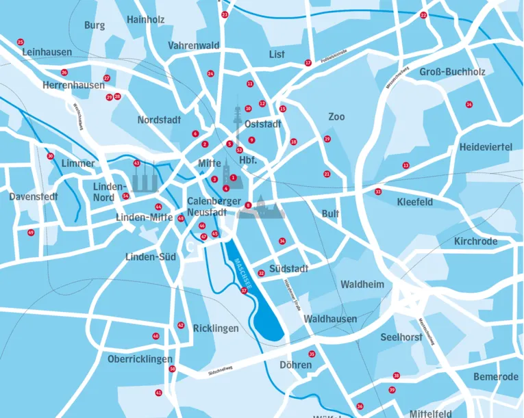 Übersicht über die öffentlichen Toiletten in der Stadt Hannover 