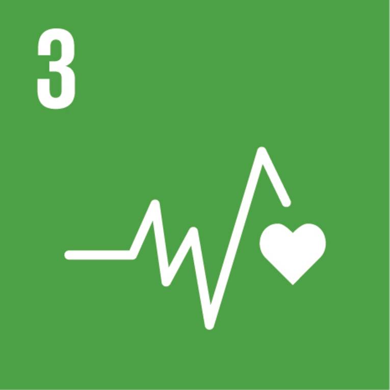 Symbol für globales Nachhaltigkeitsziel Nr. 3 "Gute Gesundheitsversorgung"