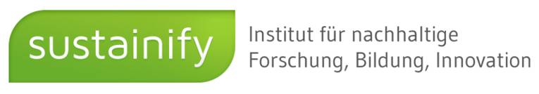 Logo grün unterlegt sustainify mit Text: Institut für nachhaltige Forschung, Bildung, Innovation