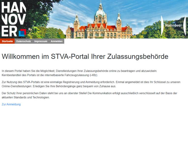 Bildschirmansicht der Online-Anwendung iKfz