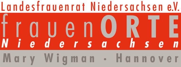 Frauenorte-Logo des Landesfrauenrates Niedersachsen mit der Aufschrift Mary Wigman - Hannover