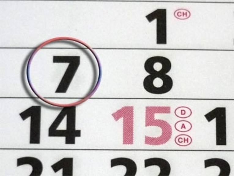 Kalender mit umrahmten Datum