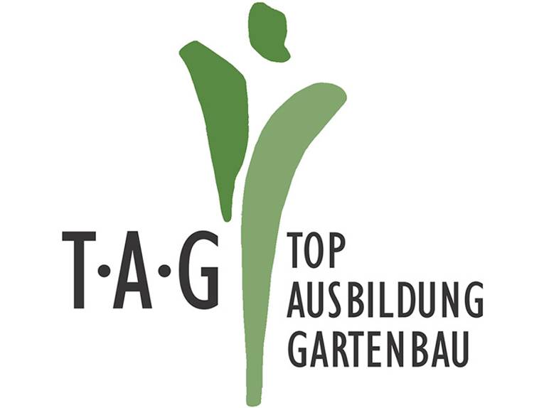 Grafik mit grünen Elementen und der Aufschrift TAG - Top Ausbildung Gartenbau