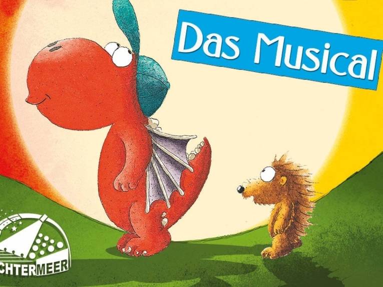 Eine Zeichnung eines kleinen roten Drachen mit einer Mütze.