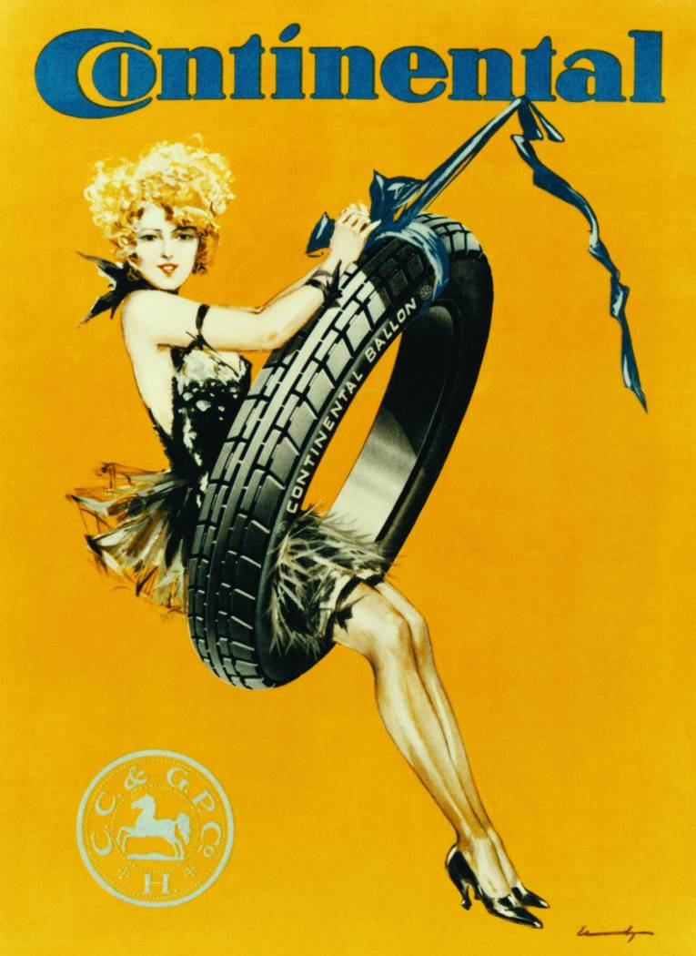 Zeichnung einer Frau, die einen Reifen als Schaukel nutzt.